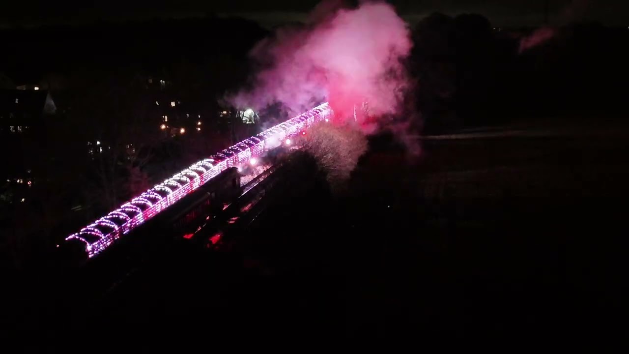 Christmas train of lights. 
