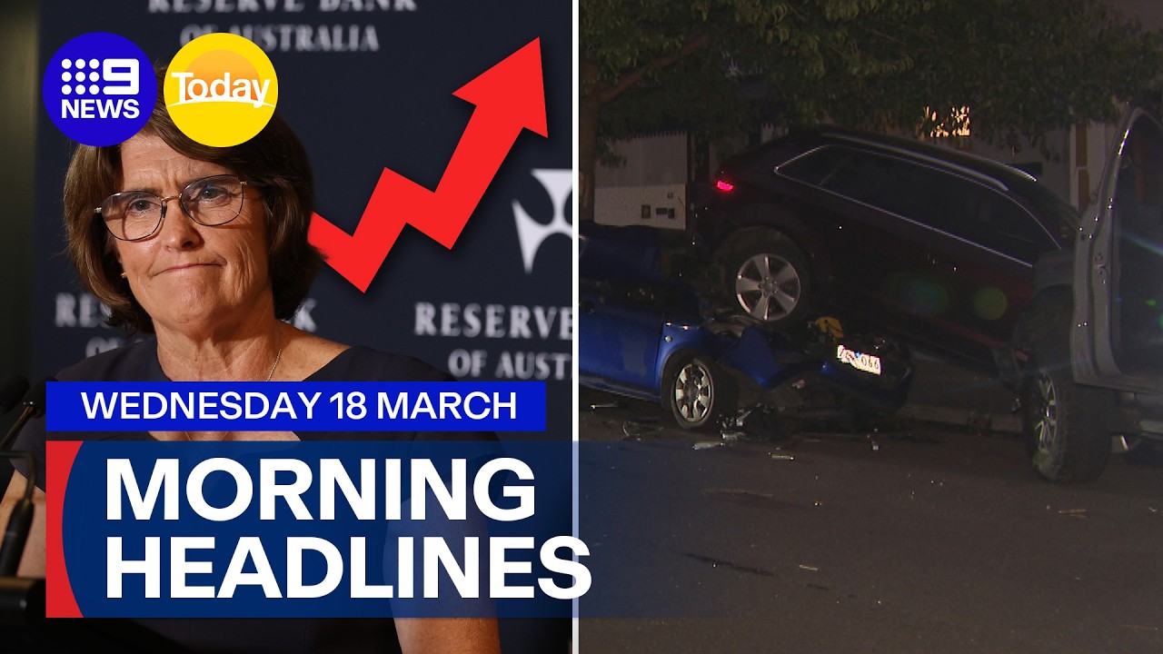 RBA governor not ruling out recession; Ute crashes into cars during pursuit | 9 News Australia