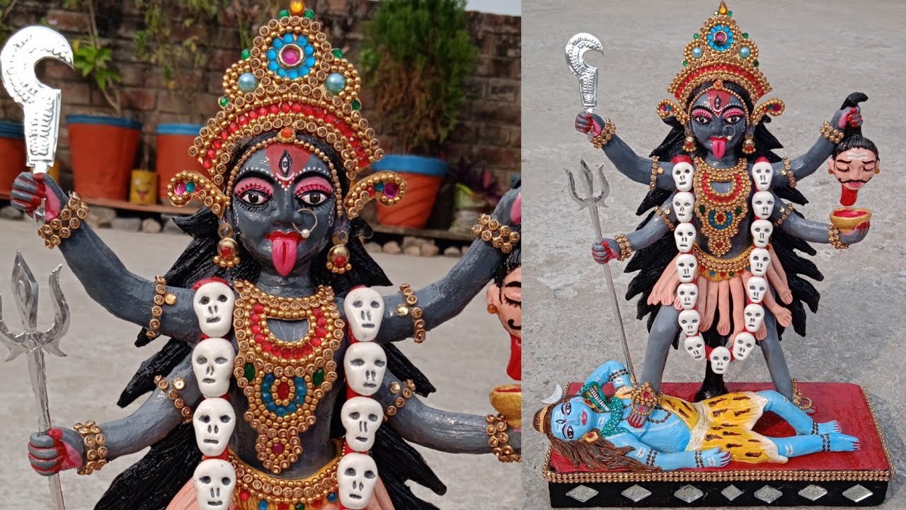 काली मां की मुर्ती कैसे बनाये/How To make small kali idol/how to paint Maa Kali/Ma kali murti Making
