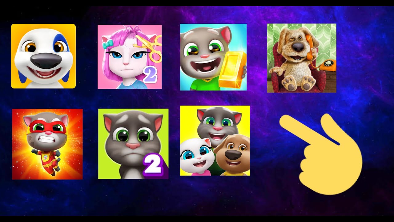 Talking Hank,Angela 2,Tom Gold Run,Tom Hero Dash,My Tom 2,Talking Tom Friends