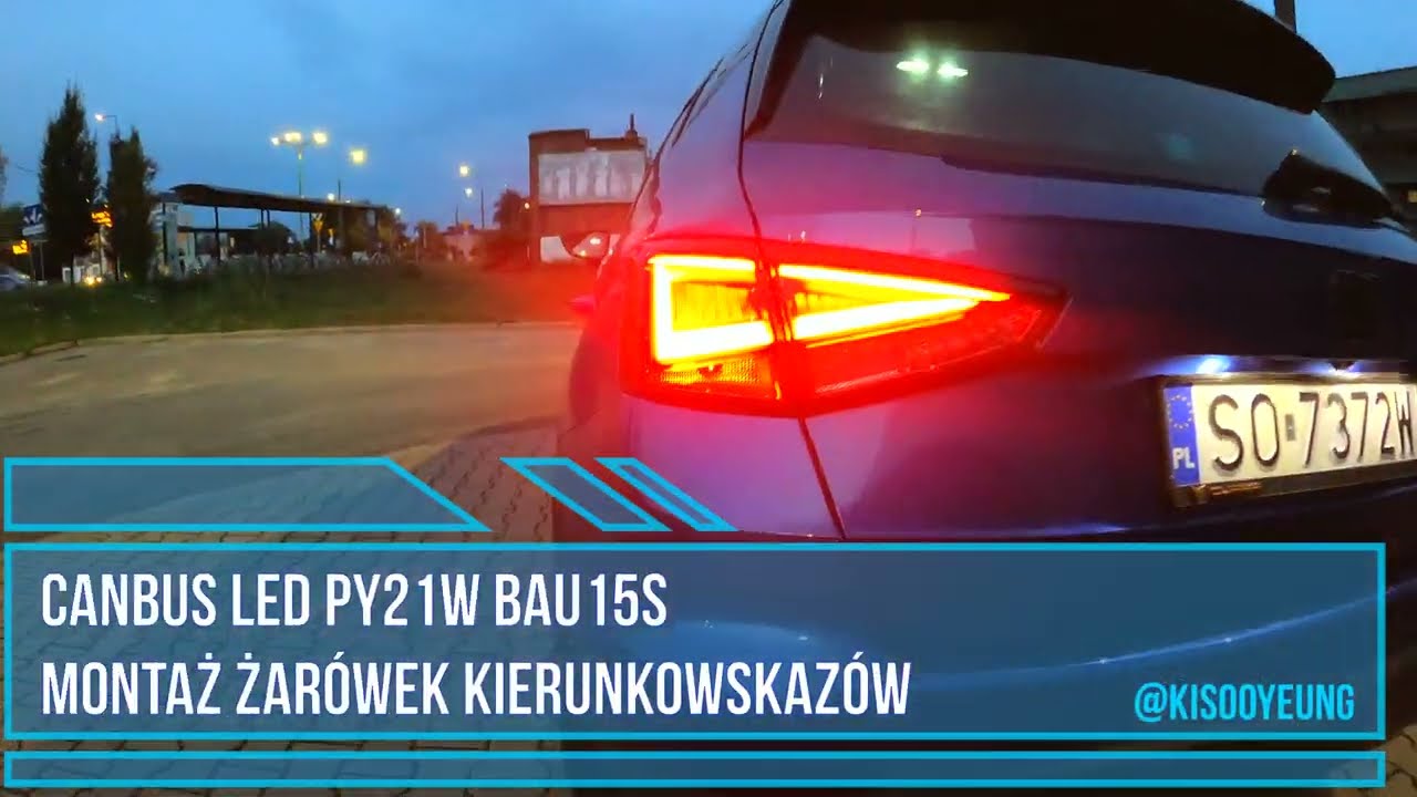 Czy canbus LED naprawdę działa? Seat Arona i żarówki PY21W BAU15s wymiana i test