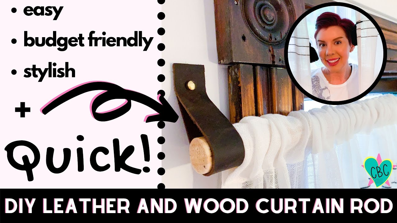 How to Make a DIY Leather and Wood Curtain Rod