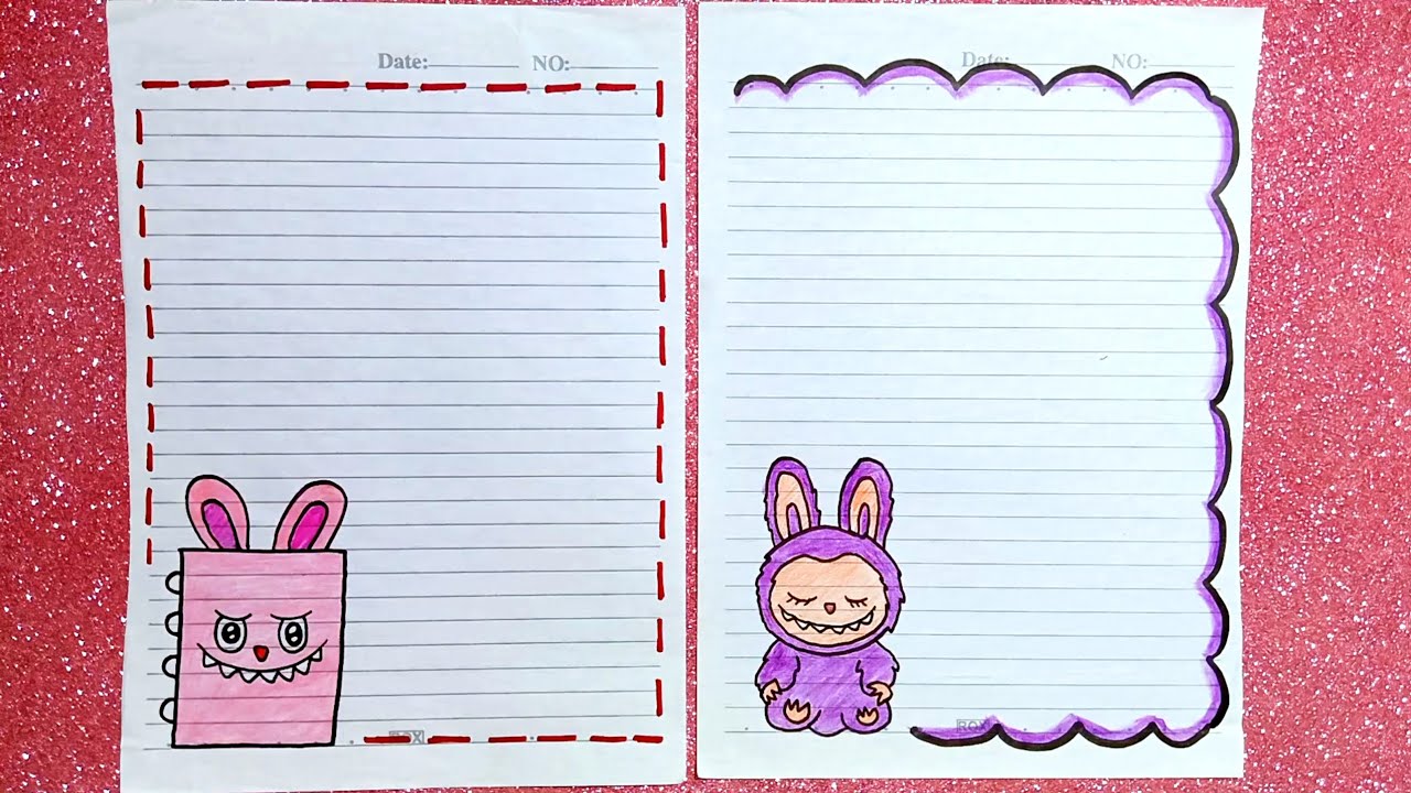 تزين الدفتر سهل/تزين الدفتر خطوه بخطوه /رسومات لتزيين الدفاتر/easy notebook border design