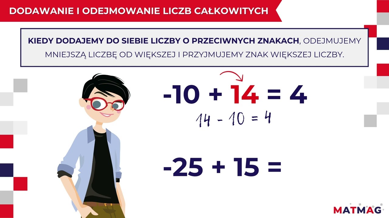 Dodawanie i odejmowanie liczb całkowitych ⭐ MATMAG