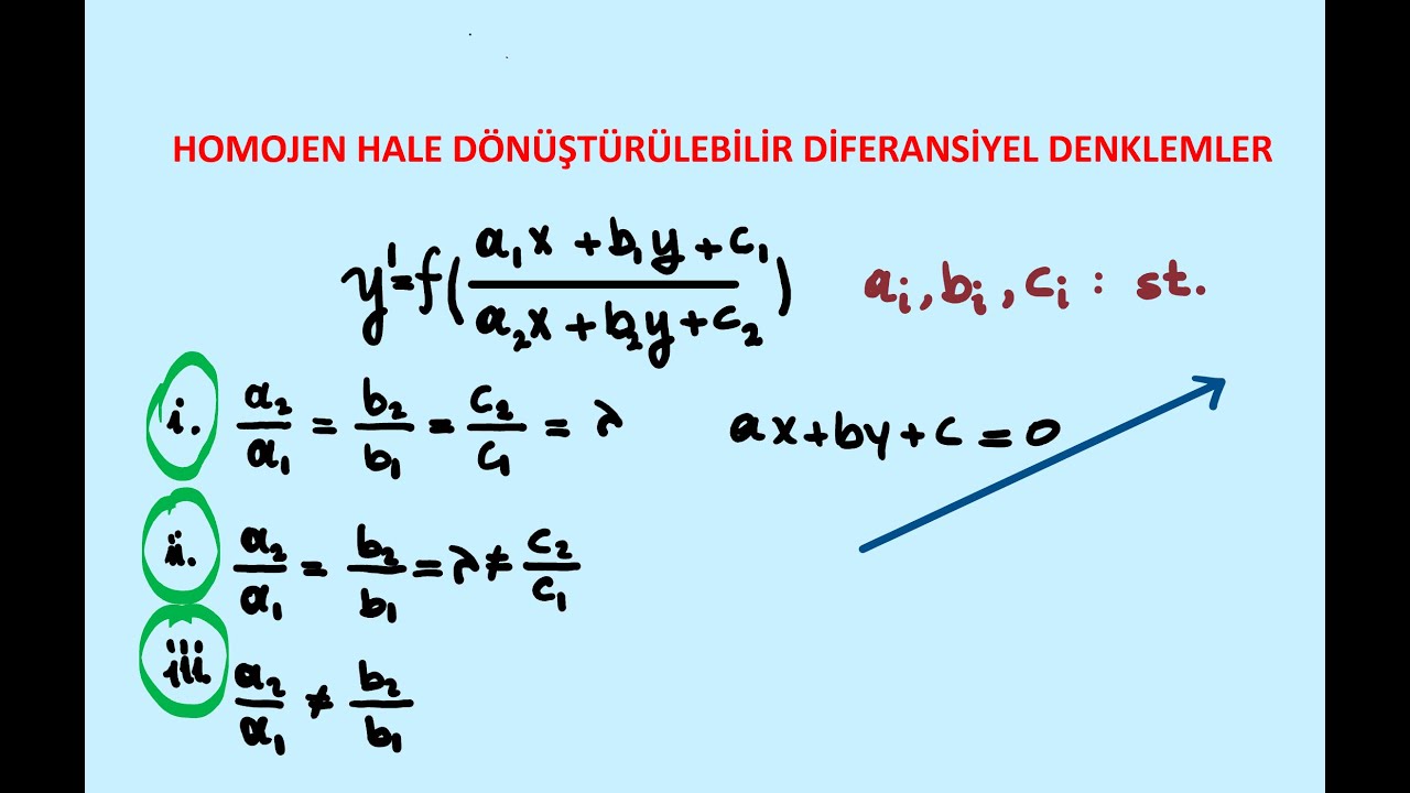 HOMOJEN DİFERANSİYEL DENKLEME DÖNÜŞTÜRÜLEBİLİR DİFERANSİYEL DENKLEMLER