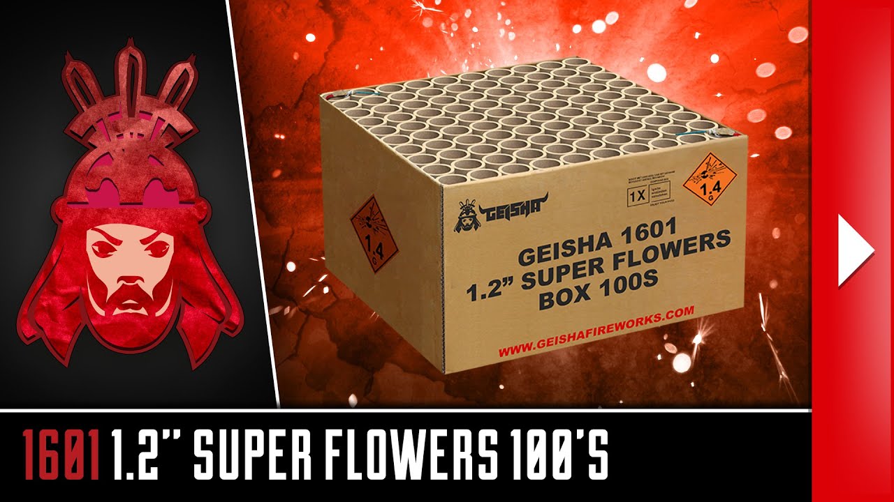 1601 1.2'' Super Flowers 100's - Geisha - Vuurwerkmania - (OFFICIAL VIDEO)