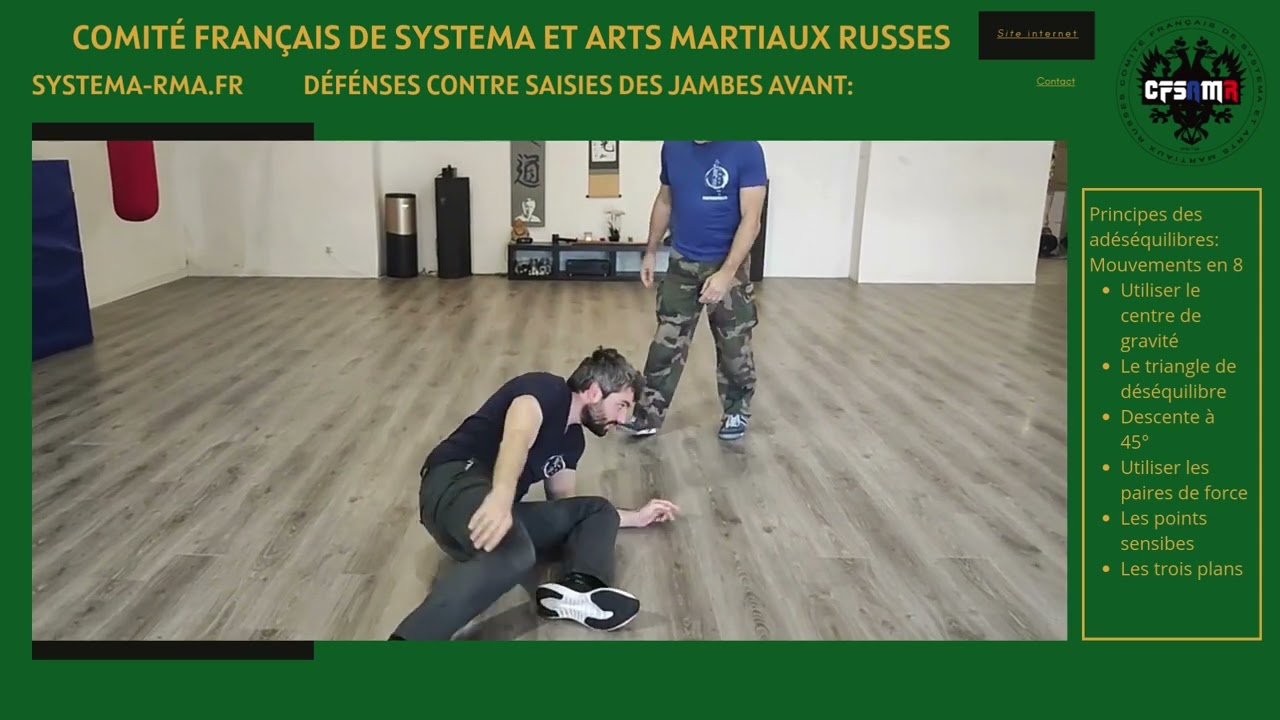Saisie des jambes devant, défense basique contre grappling