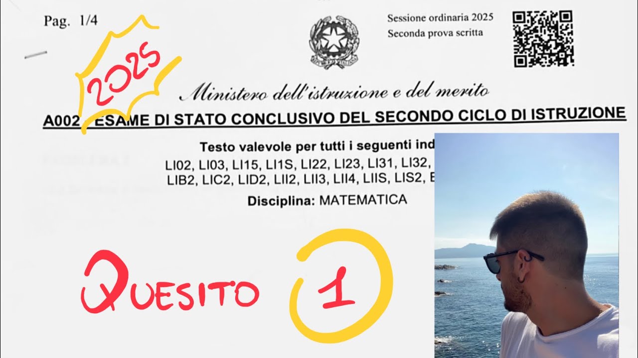 Quesito 1 - Seconda prova di Matematica 2025 (Maturità)