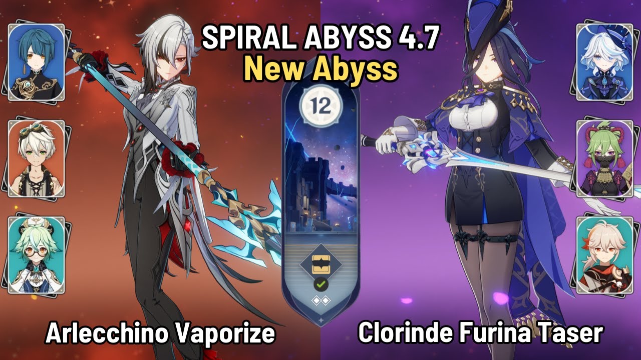 C0 Arlecchino Vaporize | C0 Clorinde Furina Taser | New Spiral Abyss 4.7 Floor 12 | Genshin Impact