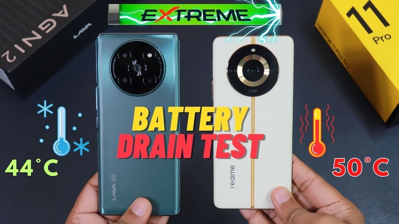 Lava Agni 2 vs Realme 11 Pro Extreme Battery Drain Test & Perfromance Test 100% to 0%