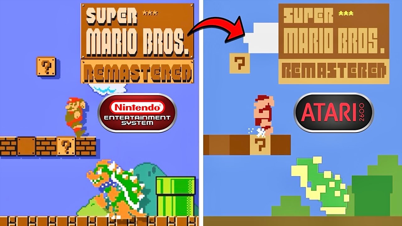 What if Super Mario Bros. was Remade in Atari 2600 Style?!