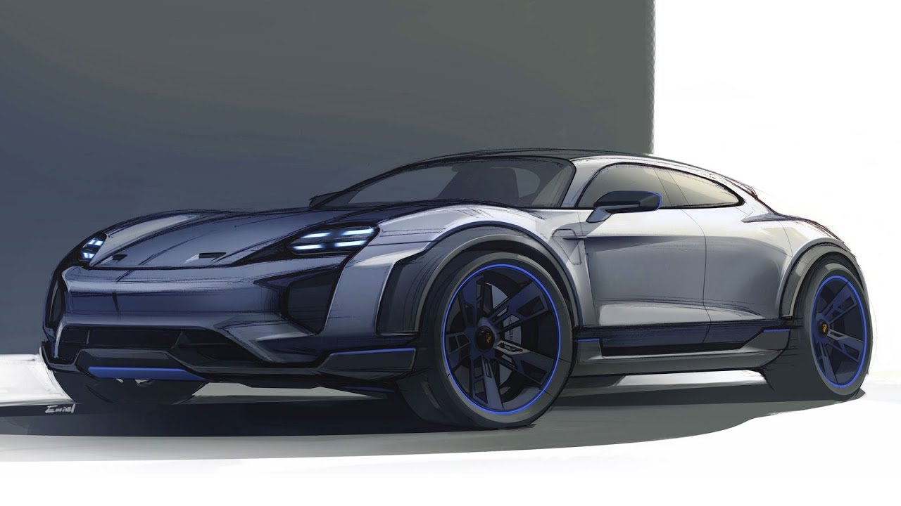 Michael Mauer presents the design of the Porsche Mission E Cross Turismo Concept