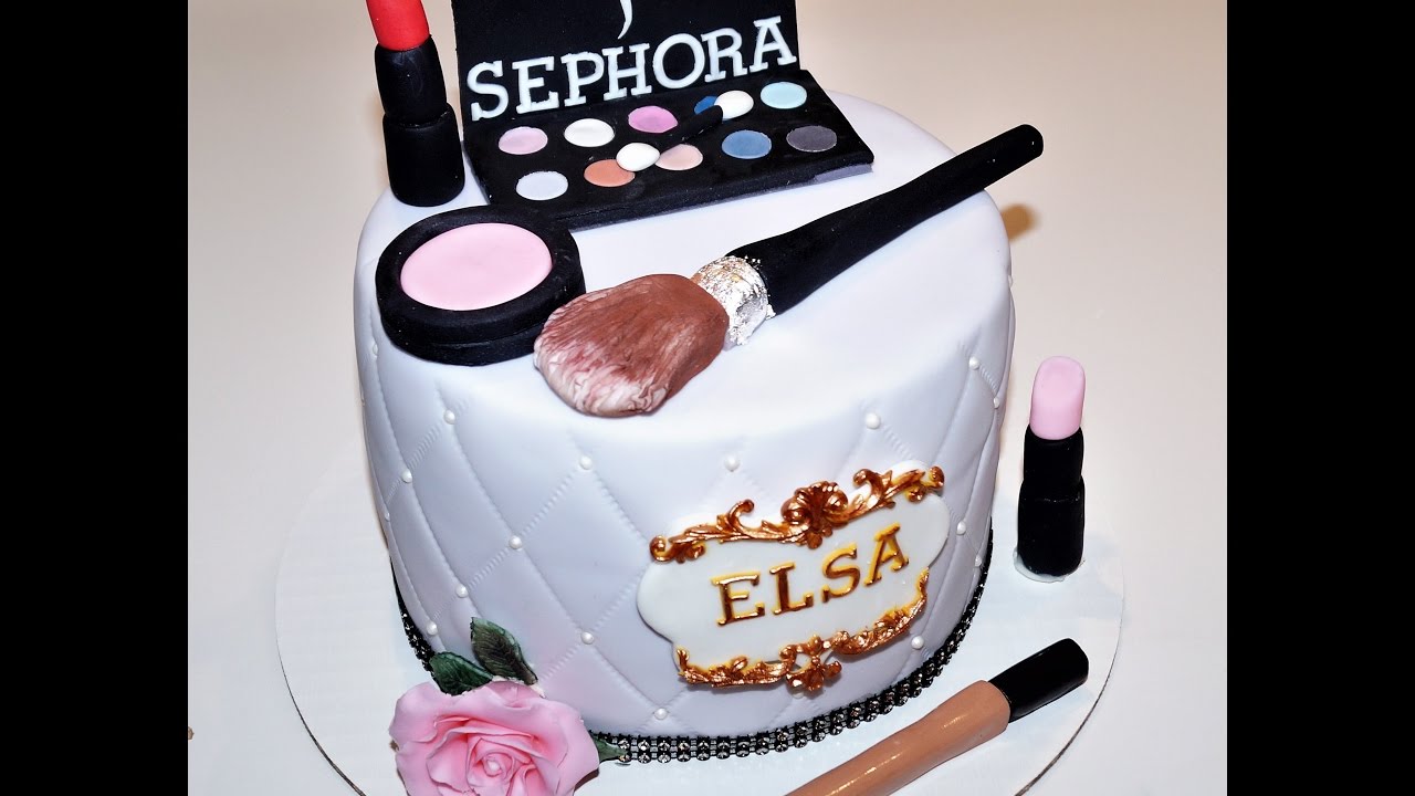 Cake decorating tutorials | how to make fondant Makeup Cake Topper | Sugarella Sweets