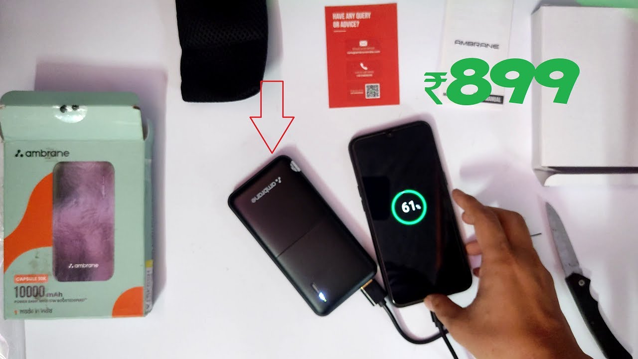 Ambrane 10000 mAh Power Bank 12 W, Fast Charging  Black, Lithium Polymer | UNBOXING + TESTING