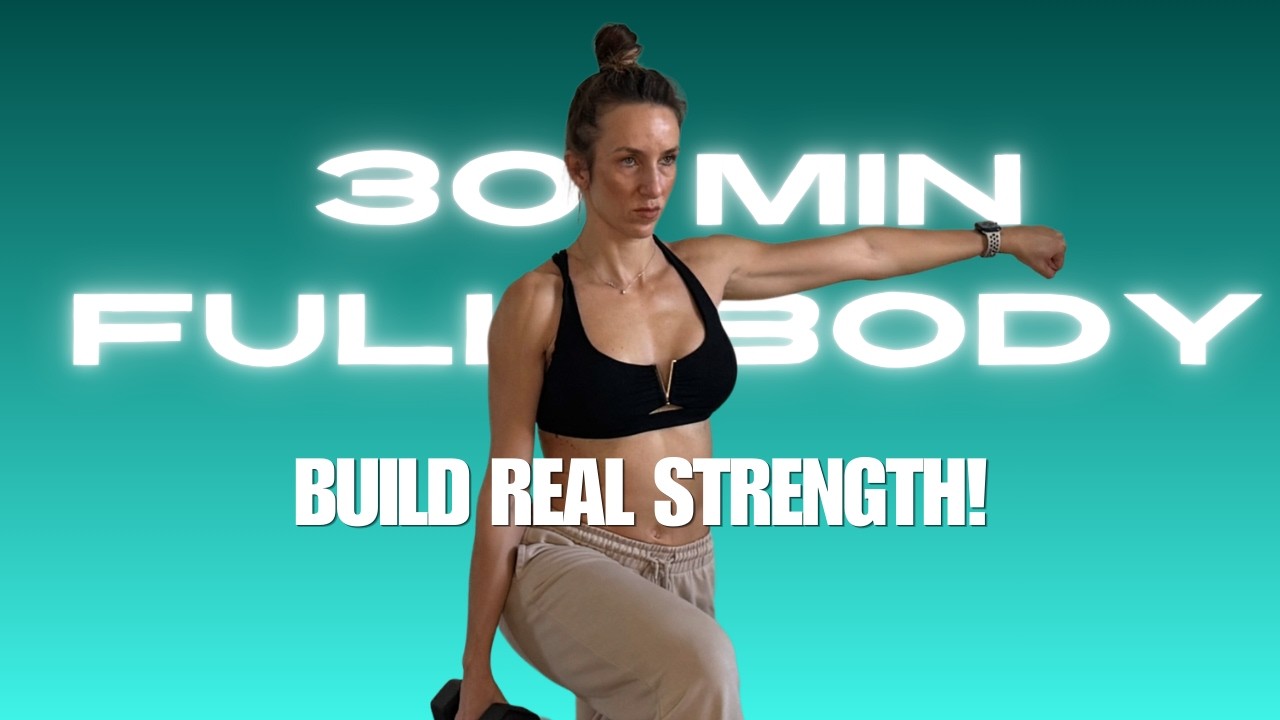30 Min Full Body Dumbbell Workout | Track Your Strength! (+ Warm-Up & Cool Down)