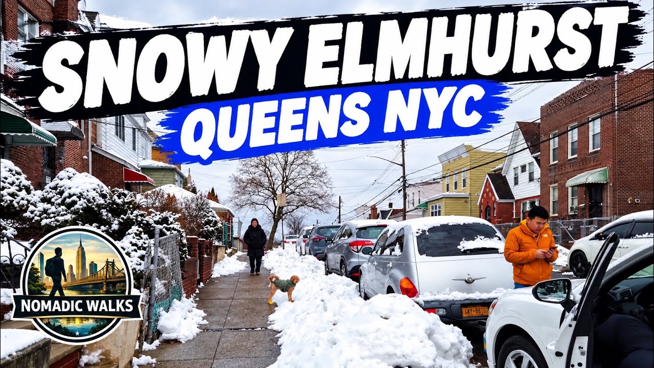 Snow-Covered Residential Walk — 83rd & 84th Streets Elmhurst, Queens NYC