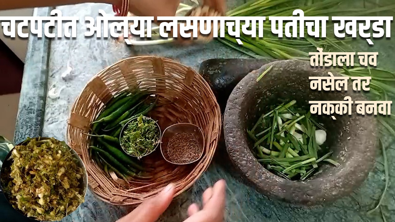 चटपटीत ओल्या लसणाच्या पतीचा खर्डा ..