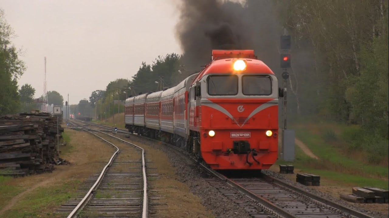 М62К-1091 с поездом Вильнюс - Варена / M62K-1091 with a train Vilnius - Varena