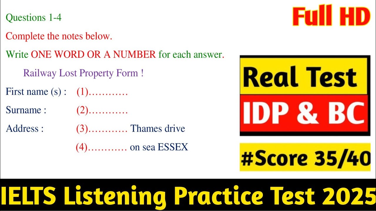 IELTS Listening Practice Test 17.02.2025 With Answers | Railway Lost Property from Listening