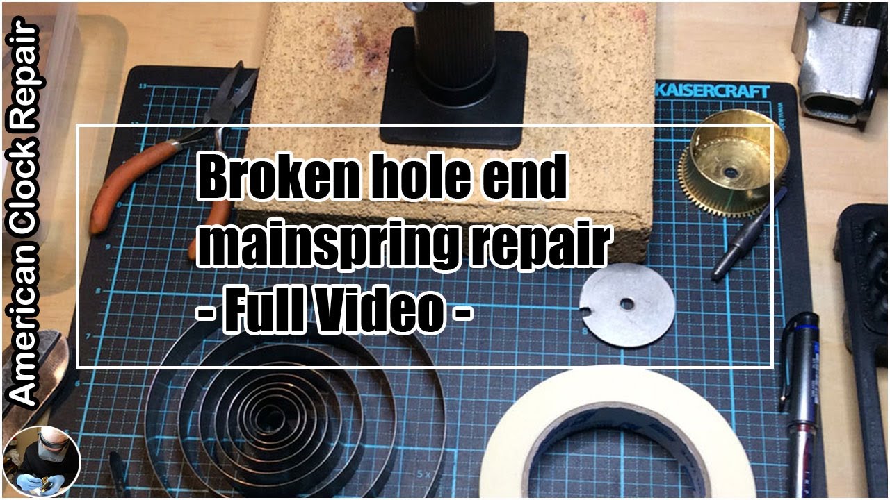 Broken Hole End Mainspring Repair - Full Video #americanclockrepairs #ScottiesClockWorld
