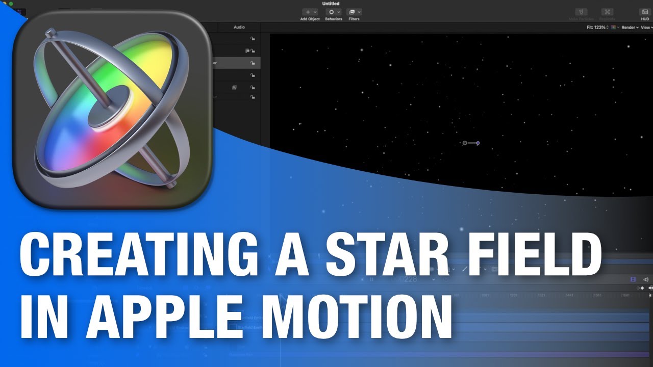 Apple Motion Star Field с использованием излучателя частиц