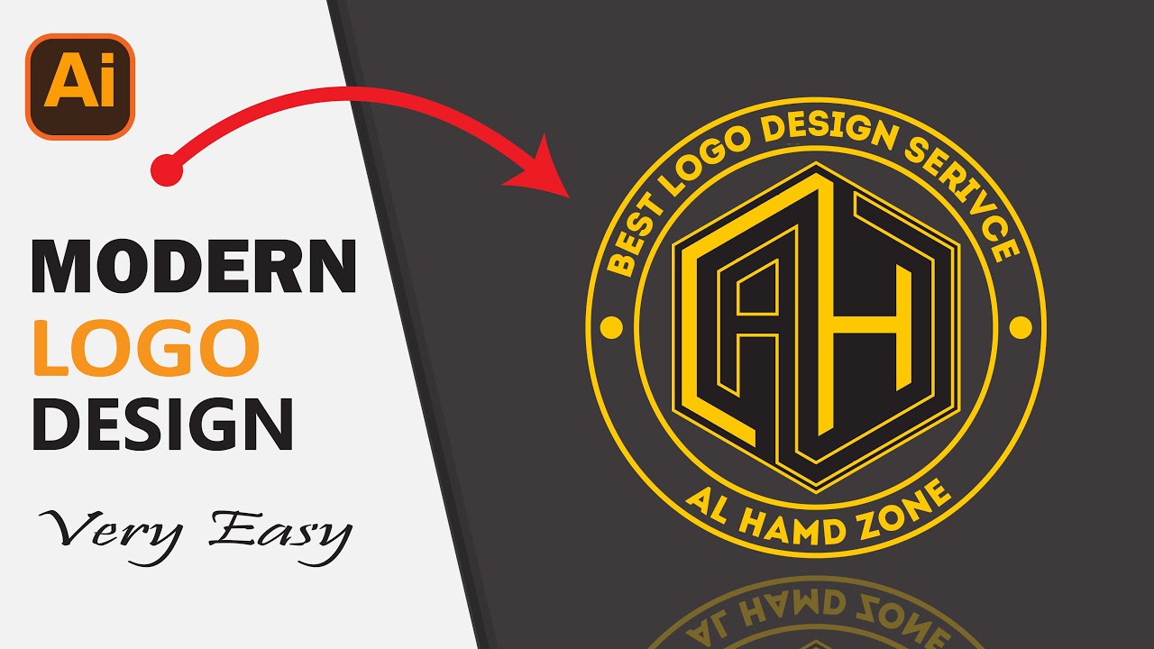 Modern A H Word Letter/luxury logo design in illustrator tutorial 2023 trends Fiverr clients logo