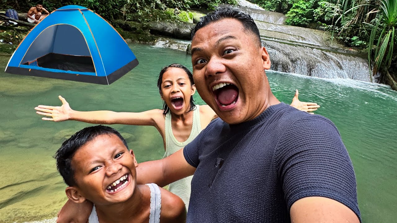 Seharian bikin bahagia bocil camping dan mancing di air terjun 