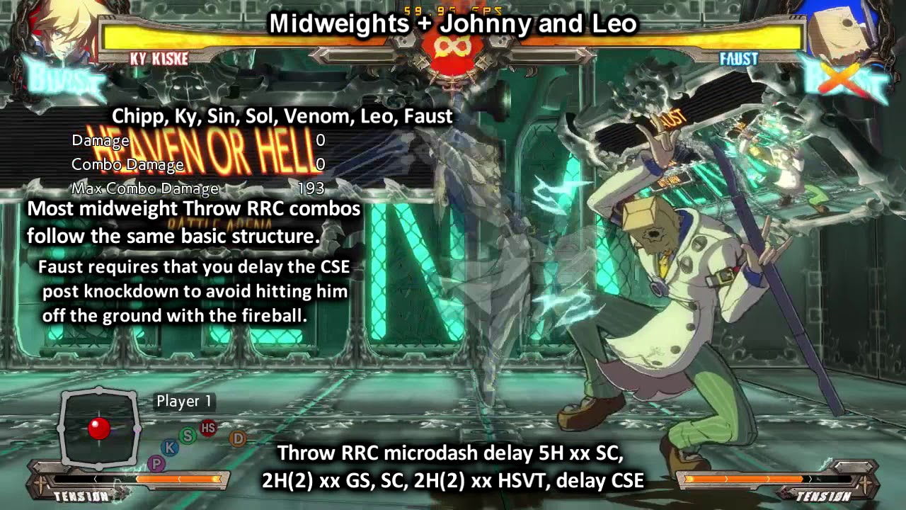 GGXrd Rev2.1 Throw RRC Combos into Meterless DCCSE IB Tight Empty Jump 5K