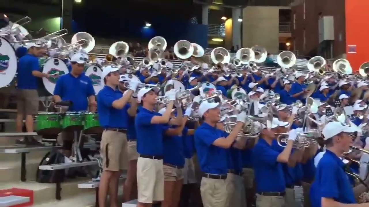 The University of Florida Gator Marching Band play the now defunct Gator Bait Cheer.