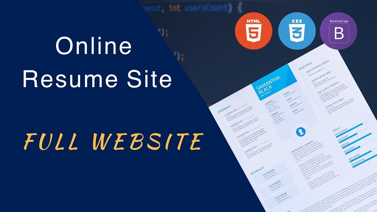 How To Make A Website Using HTML And CSS Step By Step Complete Website Resume CV Design