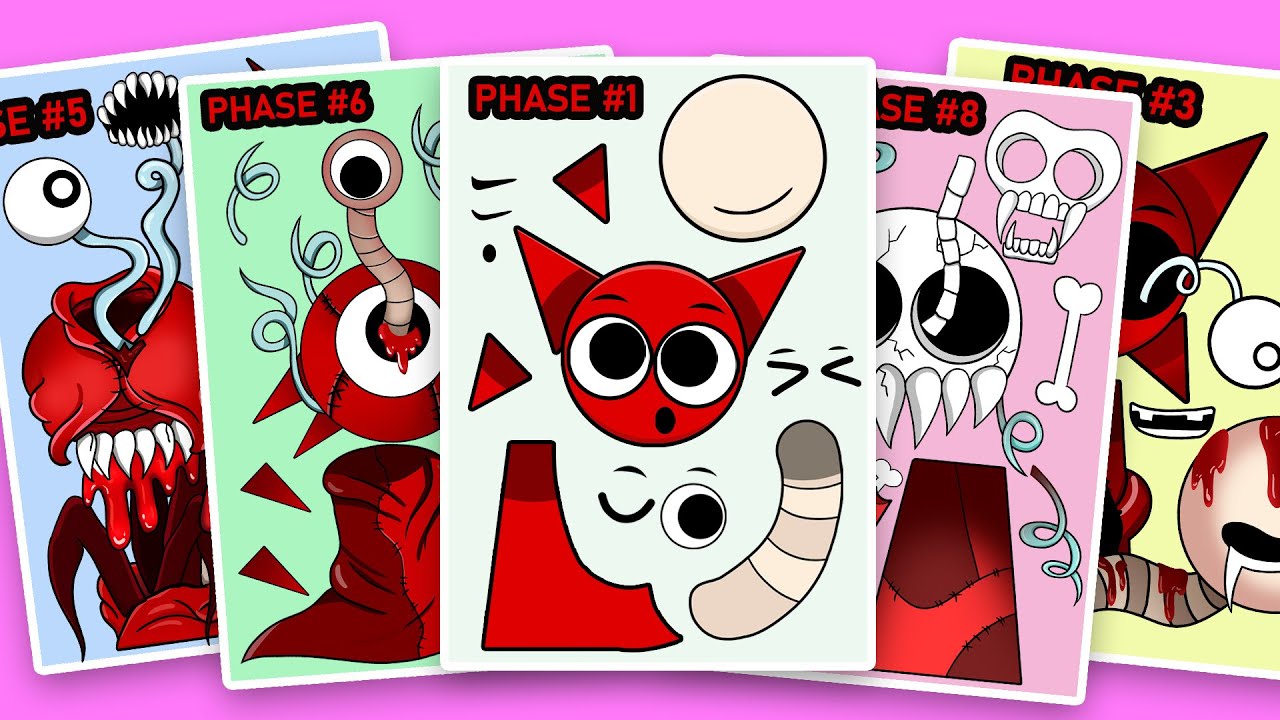[Paper DIY] Sprunki Mroona and Wyrum Retake SYMBIOSIS Phases | Sprunki Sticker Book