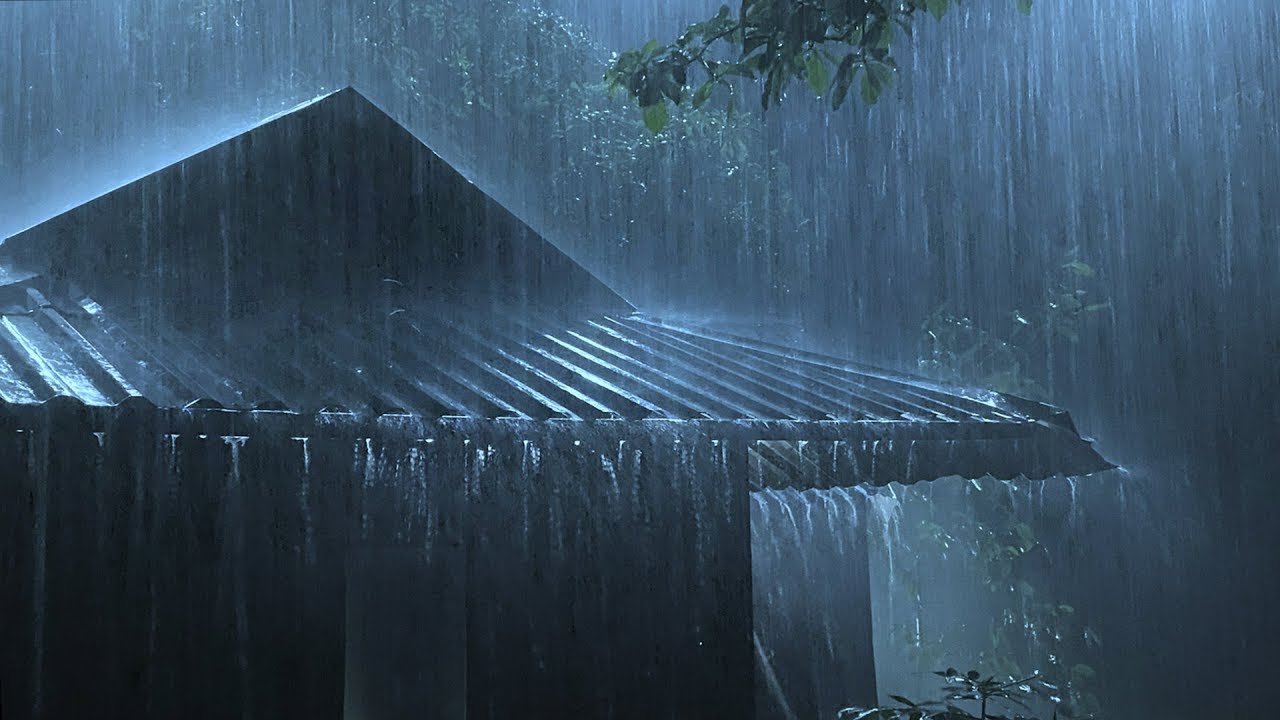 🔴 Rain on a Tin Roof for Sleeping 24/7, Deep Sleep with Heavy Rain & Thunder on Metal Roof at Night.