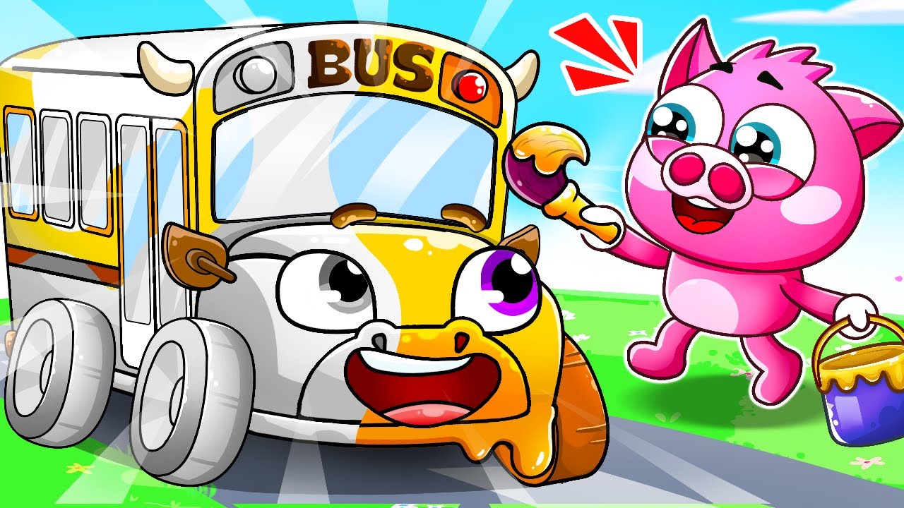 Wheels on the Bus Song | School Bus Lost Color | Learn Colors | Funny Songs by Lamba Lamby