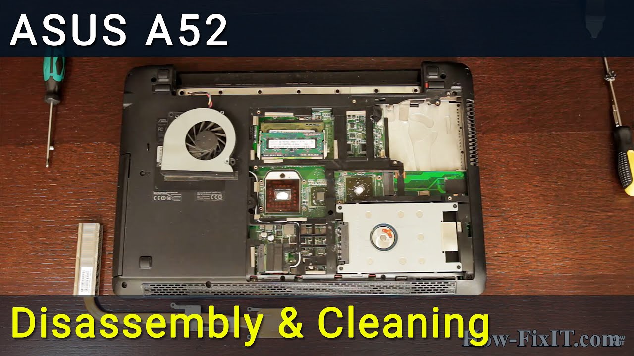 Asus A52 Разборка, чистка вентилятора от пыли и замена термопасты