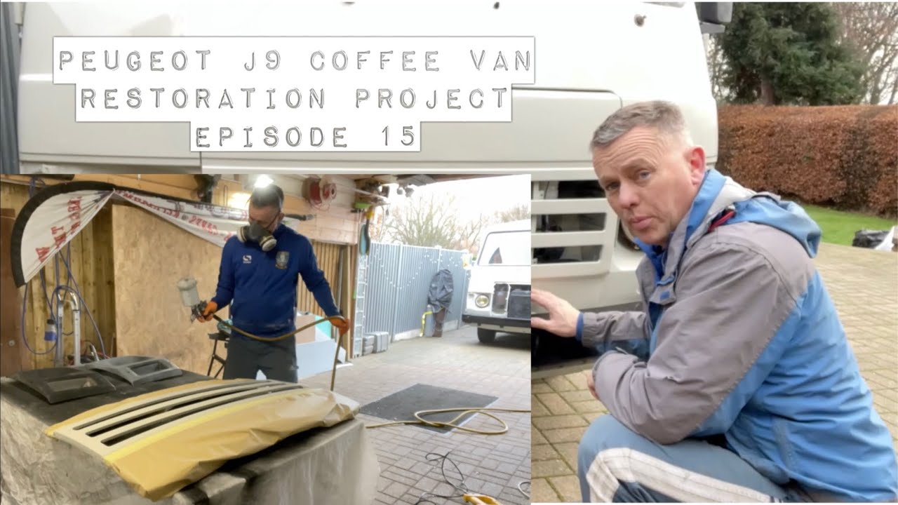 Peugeot J9 Coffee Van Restoration Project Episode 15, Front Bumper, Finish Paintwork On Front.