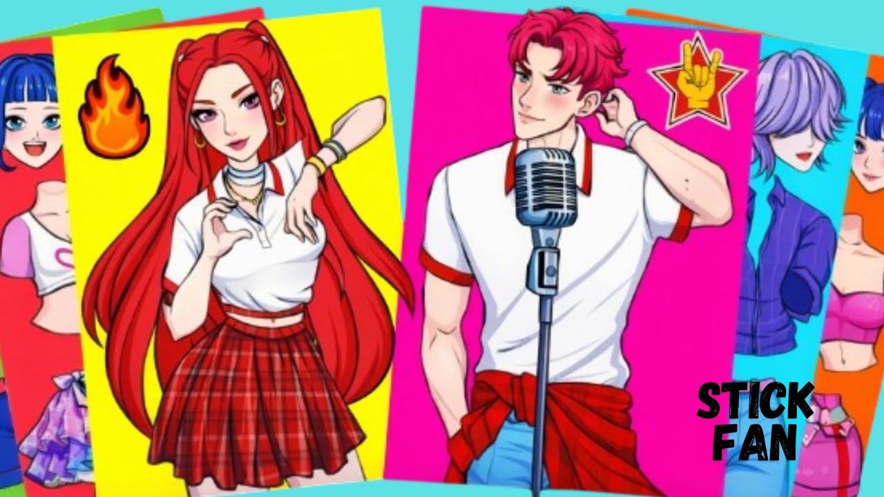 🌈 paper diy | MUSIC BAND of HUNTRIX MIRA and ABBY SAJA BOYS 🎸💜 KPOP DEMON HUNTERS Sticker Book, ASMR