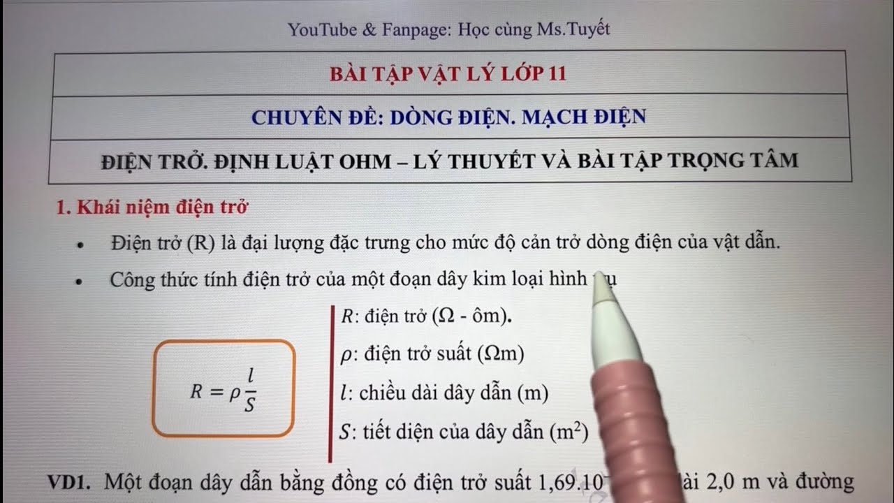 Vật Lý 11. CĐ4. Tiết 2.1. ĐIỆN TRỞ. ĐỊNH LUẬT OHM (ÔM) - (3 TIẾT)
