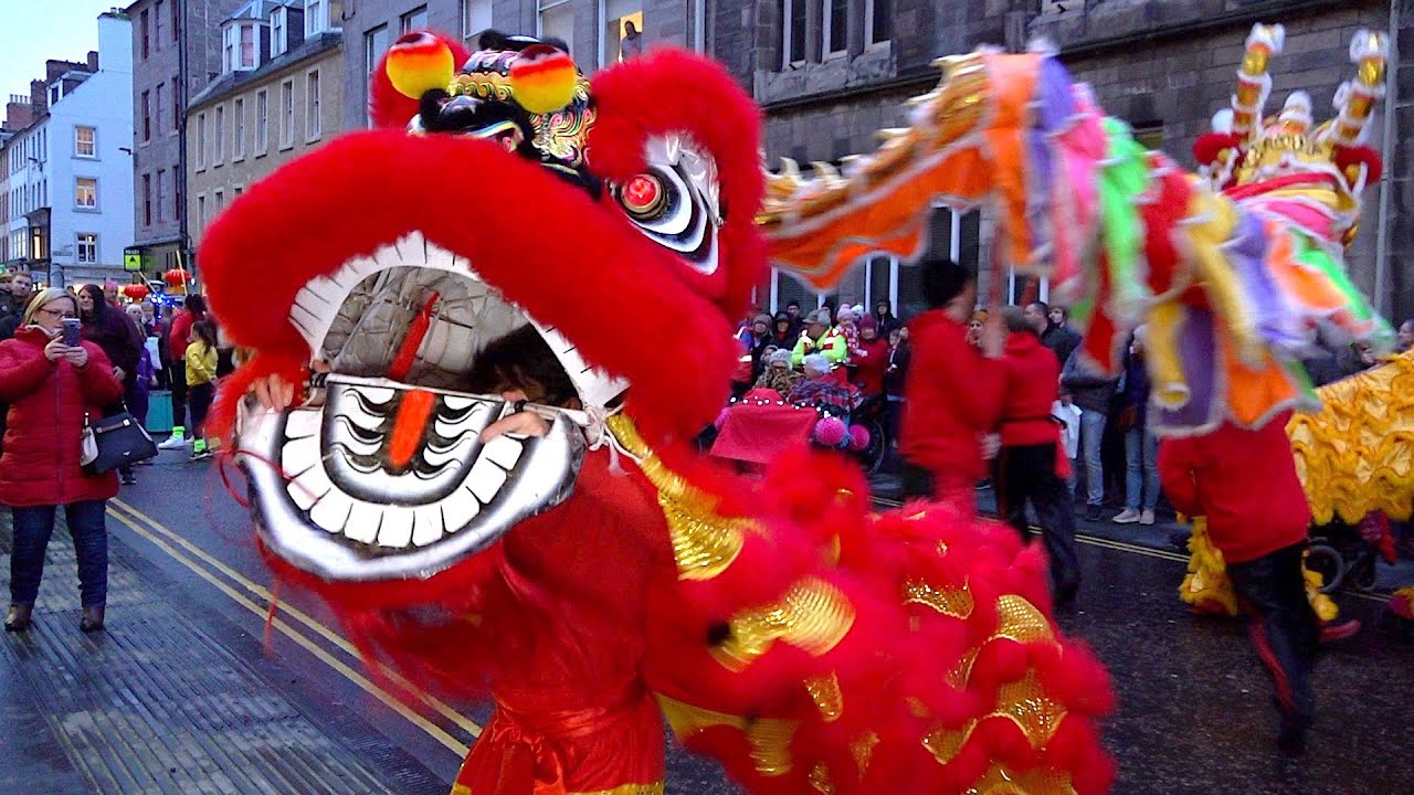 Dragon Dance & Lion Dance for the 2020 Chinese New Year celebrations in the City of Perth Scotland