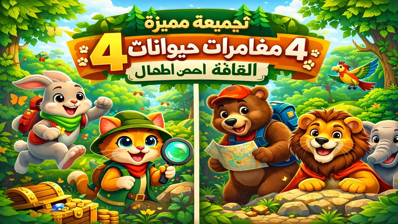 تجميعة مميزة: 4 مغامرات حيوانات في الغابة 🐾 | قصص أطفال