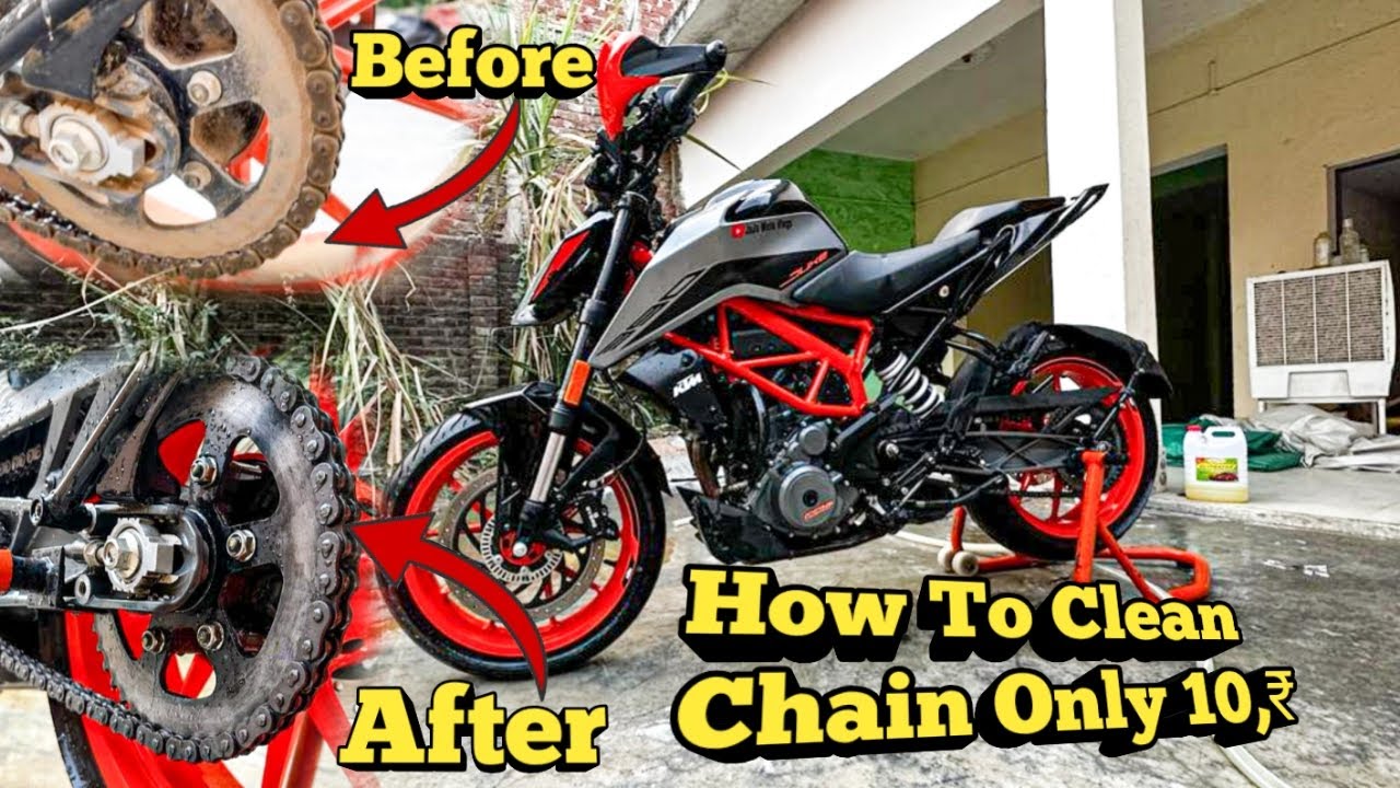 How To clean Chain on Bike | KTM Bike Chain Cleaning Only 10₹ Jojomotovlogs
