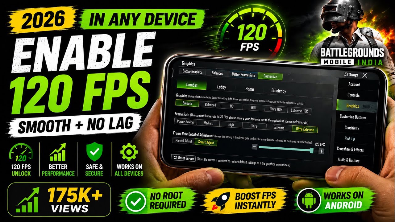 🔥 How To Enable 120 FPS In Bgmi In Any Android Phones & Tablets !! Unlock 120 FPS  in Bgmi 🔥