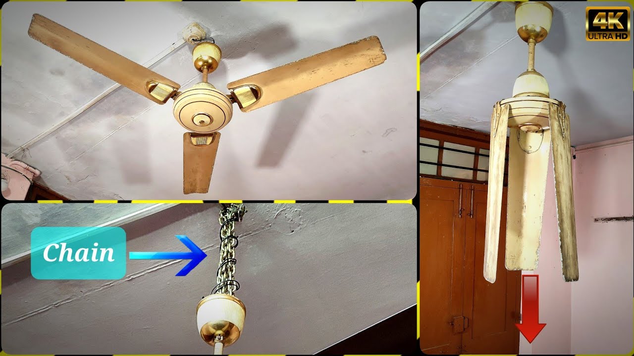 Ceiling Fan Three Blades 90° Angle Drop Test Experiment with Chain Wobble | Final Part 2