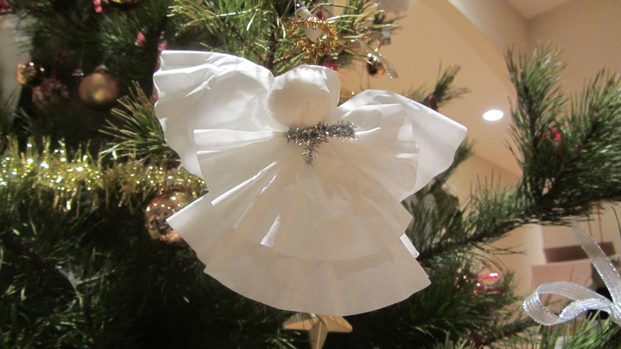 Coffee Filter Christmas Angel Ornament or Angel Topper For Tree