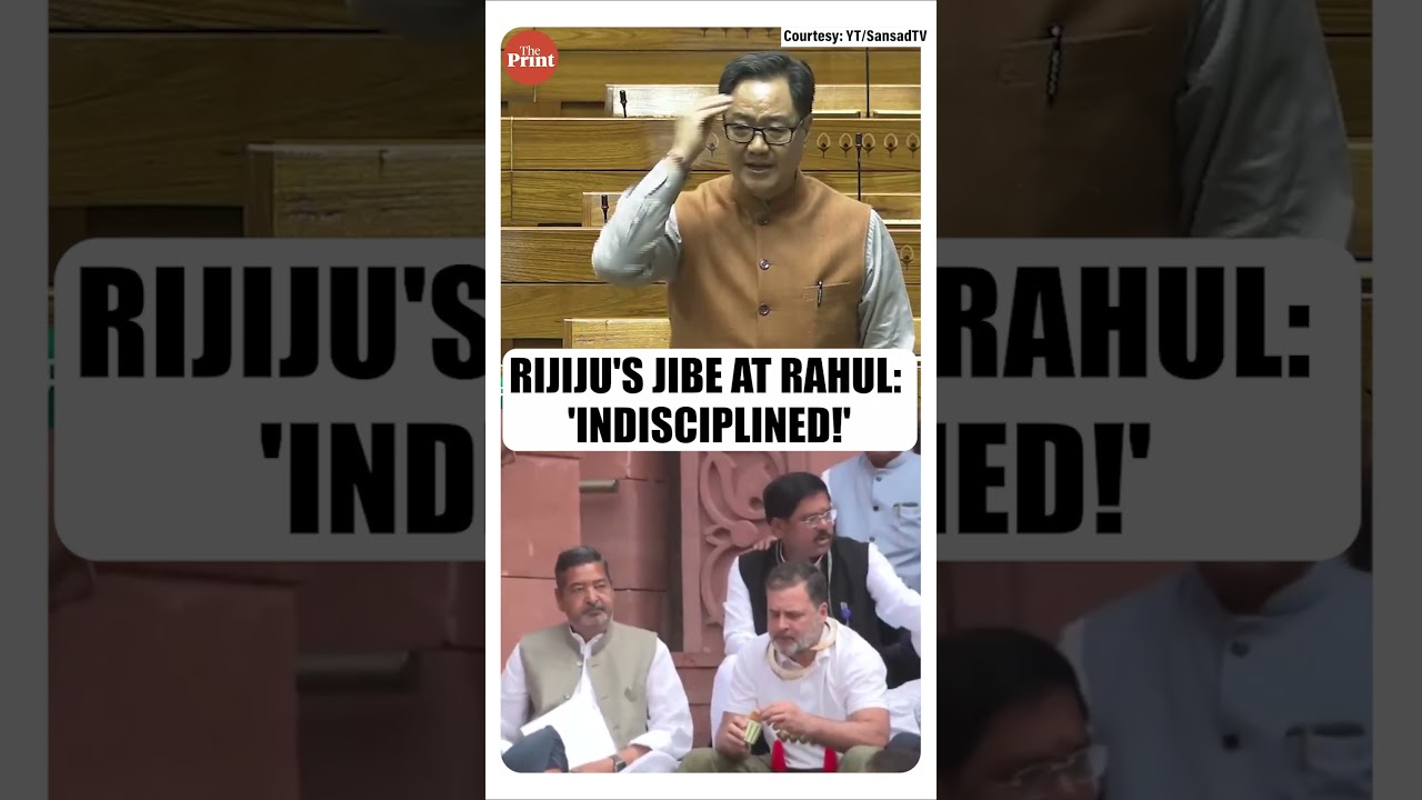 Parl Affairs Min Kiren Rijiju's Swipe at LoP Rahul Gandhi, Criticises Eating in Parliament Premises