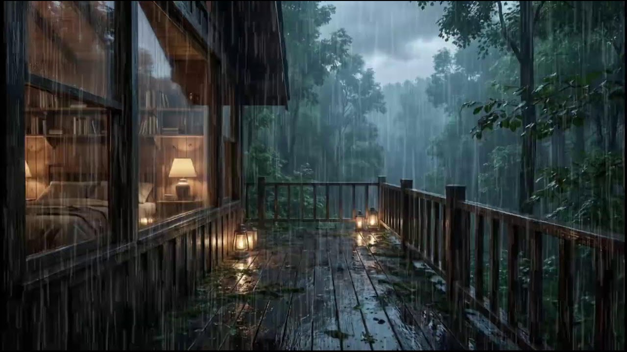 Relaxing Rain Ambience at a Forest Cabin 🌧 Soft Rain Sounds for Deep Sleep