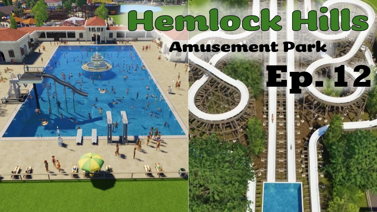 Old Fashion Swimming Pool & Water Slides! | Hemlock Hills Ep. 12 | Planet Coaster 2