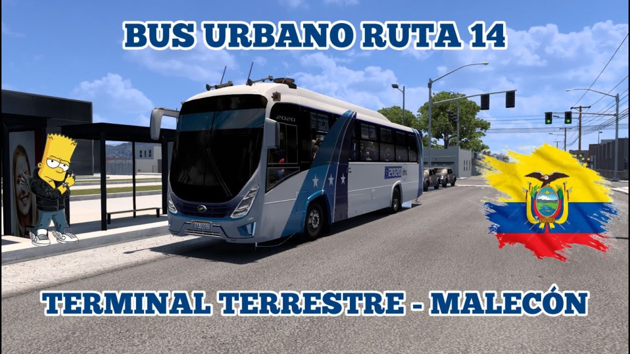 BUS URBANO RUTA 14 DE  GUAYAQUIL  RECORRIDO  TERMINAL TERRESTRE - MALECON 2000 EN MAPA ECUAPREMIUM