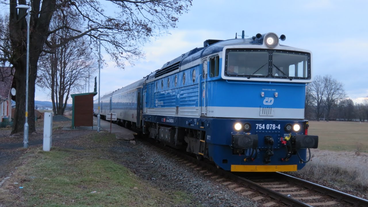 Czech Republic: CD Class 754 'Goggle' locos seen at the remote Bezdekov u Klatov station
