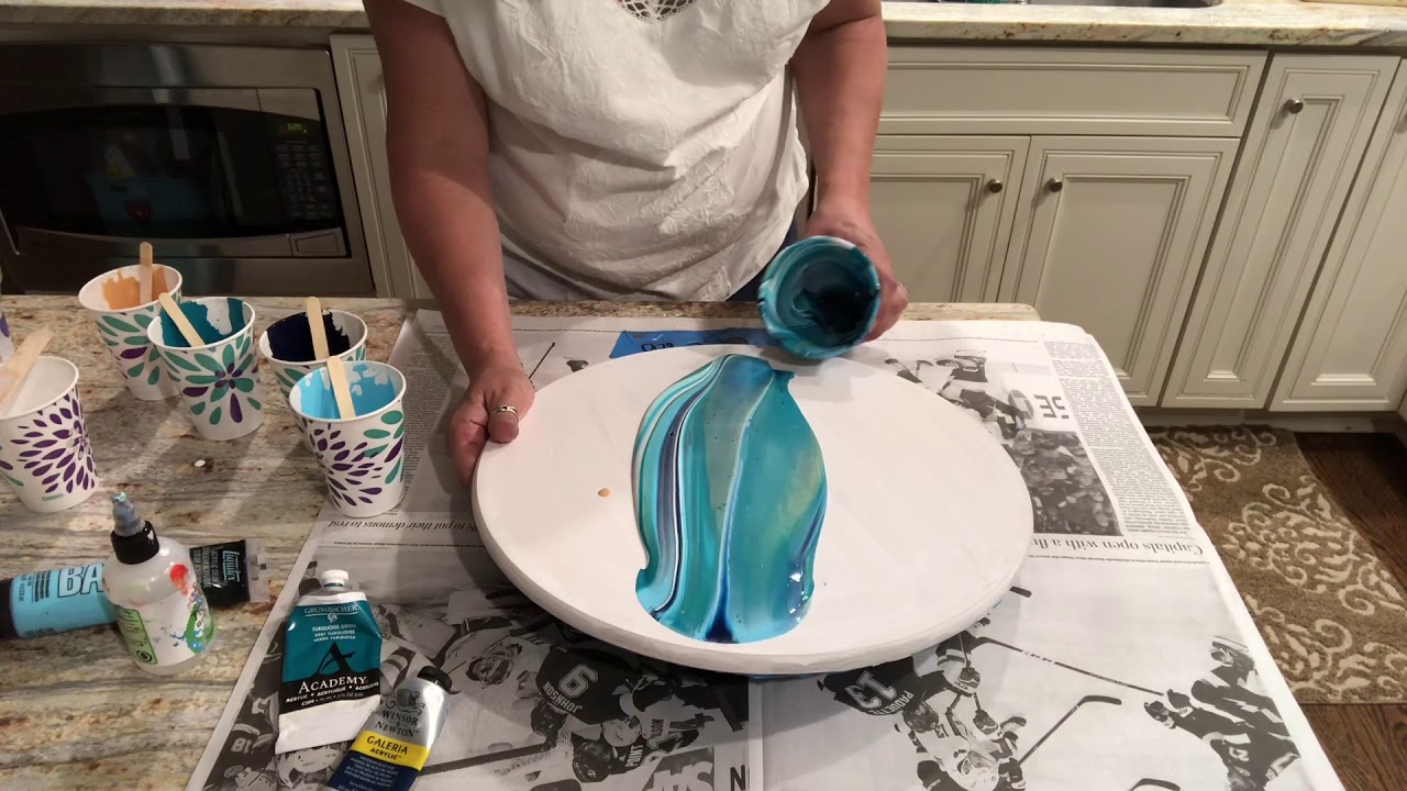 #8 Fluid Acrylic Painting on a lazy Susan.
