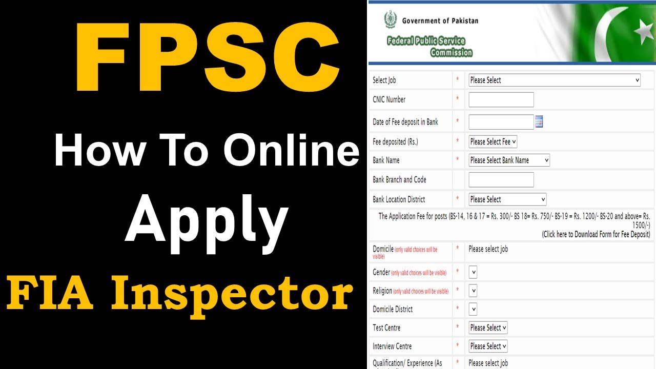 FPSC Online Method | FIA Inspector Jobs Apply Online Complete Form Fill Apply Online Free FPSC FIA